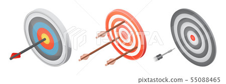 Archery icons set, isometric style 55088465
