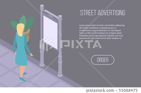 Street advertising banner, isometric style - Stock Illustration ...