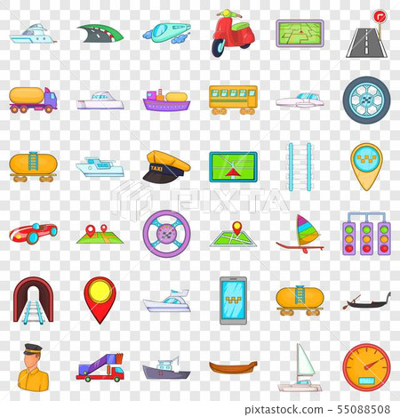 Different transport icons set, cartoon style 55088508