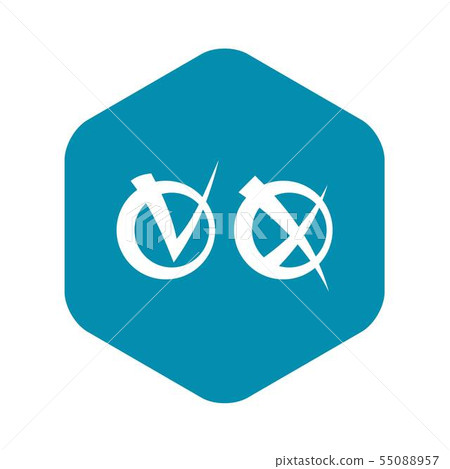 Tick and cross in circles icon, simple style 55088957