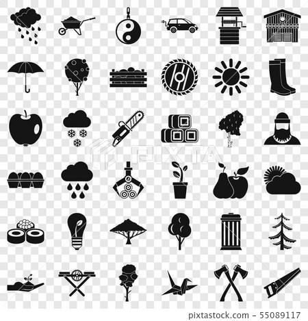 Garden icons set, simple style Garden icons set, simple style 55089117