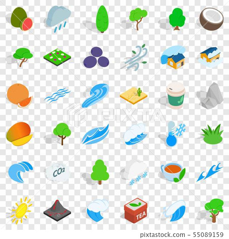 Small tree icons set, isometric style 55089159