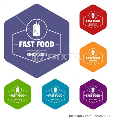 Fast food icons vector hexahedron Fast food icons vector hexahedron 55089285
