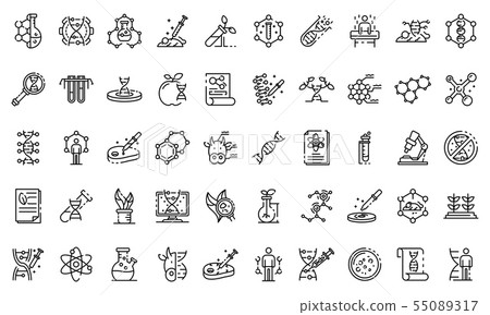 Genetic engineering icons set, outline style Genetic engineering icons set, outline style 55089317