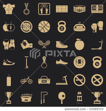 Hard boxing icons set, simple style Hard boxing icons set, simple style 55089333