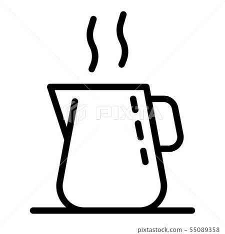 Hot coffee metal pot icon, outline style 55089358
