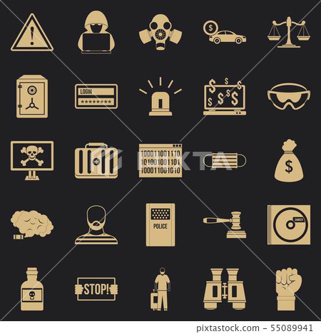 Fault icons set, simple style Fault icons set, simple style 55089941