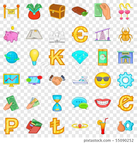 Crrency icons set, cartoon style Crrency icons set, cartoon style 55090252