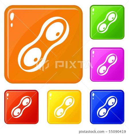 Peanut pods icons set vector color Peanut pods icons set vector color 55090419