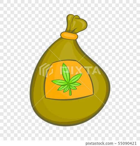 Bag with cannabis icon, cartoon style Bag with cannabis icon, cartoon style 55090421