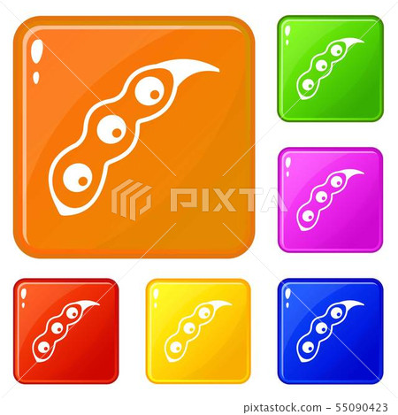 Ripe soybean icons set vector color Ripe soybean icons set vector color 55090423
