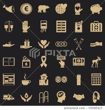 Blood donation icons set, simple style Blood donation icons set, simple style 55090425