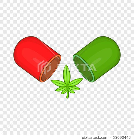 Marijuana capsule pill icon, cartoon style 55090443