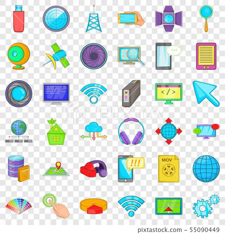 Web progress icons set, cartoon style 55090449