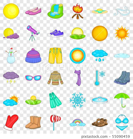 Summer weather icons set, cartoon style Summer weather icons set, cartoon style 55090459