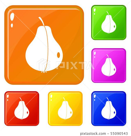 Whole pear icons set vector color 55090543