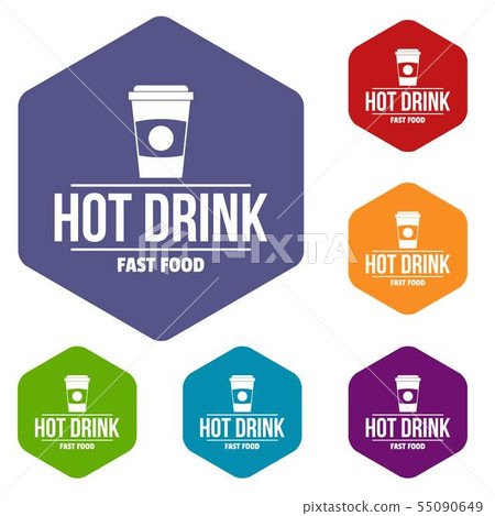 Hot drink icons vector hexahedron Hot drink icons vector hexahedron 55090649