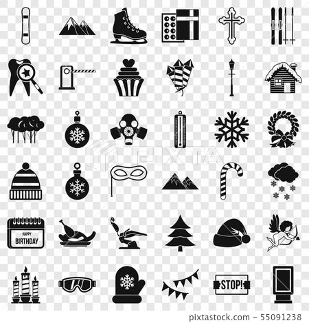 Winter gift icons set, simple style Winter gift icons set, simple style 55091238