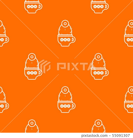 Cup cactus pattern vector orange Cup cactus pattern vector orange 55091307