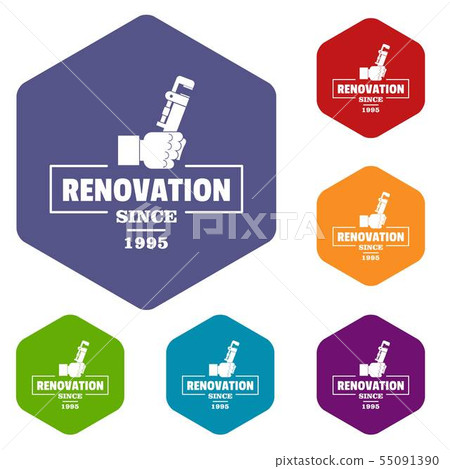 Renovation icons vector hexahedron Renovation icons vector hexahedron 55091390