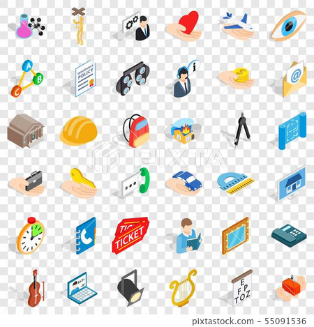 One work icons set, isometric style 55091536