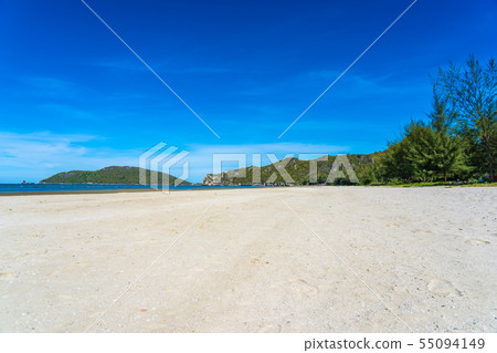 Beautiful outdoor nature landscape with tropical beach sea and ocean in Pranburi 55094149