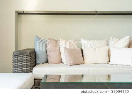 Beautiful luxury comfortable pillow on sofa furniture decoration 55094560