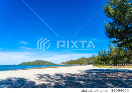 Beautiful outdoor nature landscape with tropical beach sea and ocean in Pranburi 55094633