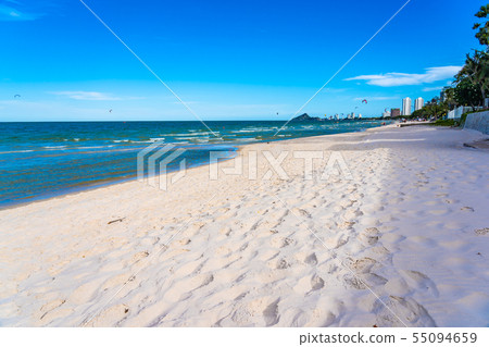 Beautiful outdoor nature landscape with tropical beach sea and ocean in hua hin 55094659