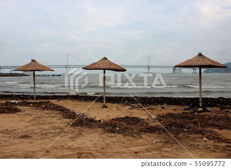 Environment pollution appear at gwangalli beach 55095772