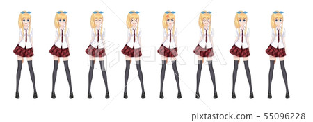 Anime manga schoolgirl plaid red skirt tie pattern Anime manga schoolgirl plaid red skirt tie pattern 55096228