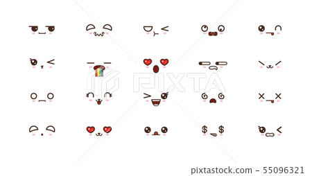 Kawaii cute faces smile emoticons. Japanese emoji 55096321