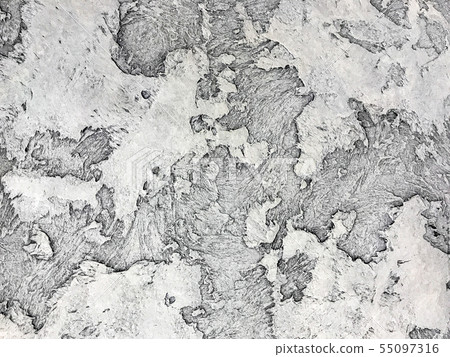 Old gray wall covered with shabby uneven plaster. Old gray wall covered with shabby uneven plaster. 55097316