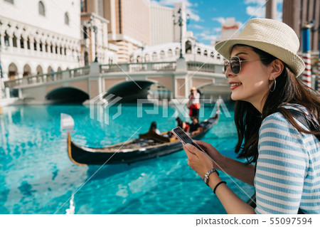 Grand canal with gondola boat sailing