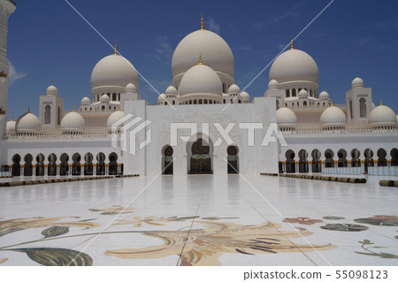 Abu Dhabi Sheikh Zayed Mosque Flowery Courtyard 55098123