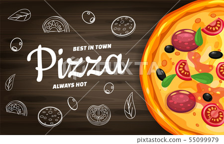 Pizza Pizzeria Italian Horizontal Template Stock Illustration