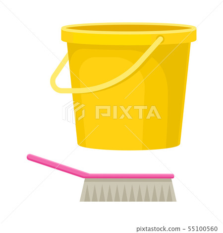 Bucket and a small sweeping brush. Vector illustration on white background. 55100560
