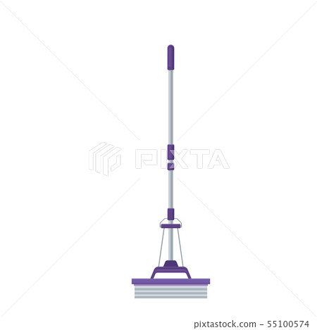 Lilac mop on a long handle. Vector illustration on white background. 55100574