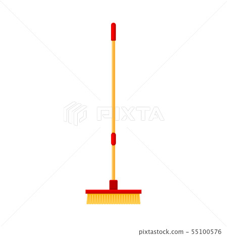 Brush for sweeping on the long handle. Vector illustration on white background. 55100576