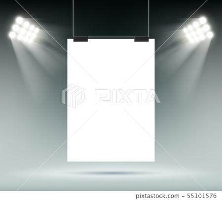 Blank white paper sheet template hanging on wall. Blank white paper sheet template hanging on wall. 55101576