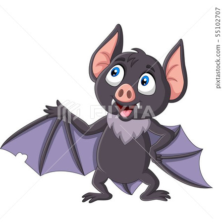 Cute bat cartoon waving isolated Cute bat cartoon waving isolated 55102707