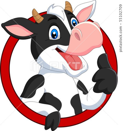 Cartoon happy cow giving thumb up 55102709