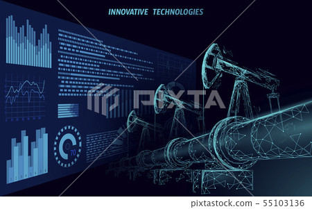 Oil pipeline low poly business concept. Finance economy polygonal petrol production. Petroleum fuel Oil pipeline low poly business concept. Finance economy polygonal petrol production. Petroleum fuel 55103136