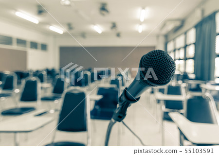 Microphone voice speaker in school lecture hall Microphone voice speaker in school lecture hall 55103591