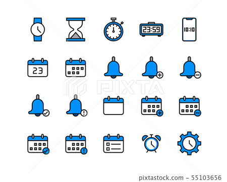 Set of date and time icons. 55103656