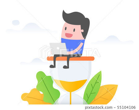 Businessman working on hourglass. - Stock Illustration [55104106] - PIXTA