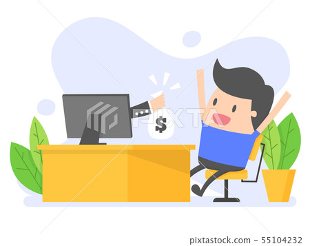 Online income. Man gets money from online 55104232