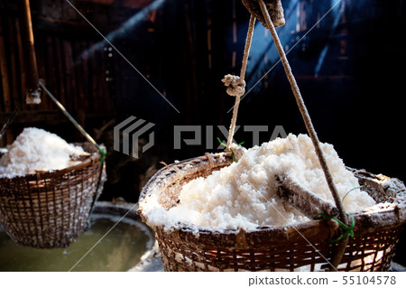 Basket of salt in Thailand. 55104578
