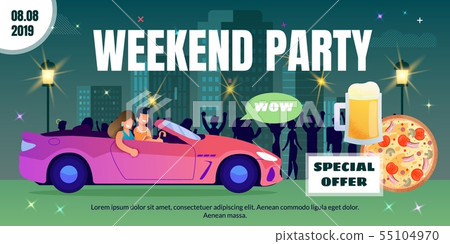 Special Offer Foe Weekend Party Flat Vector Poster Special Offer Foe Weekend Party Flat Vector Poster 55104970