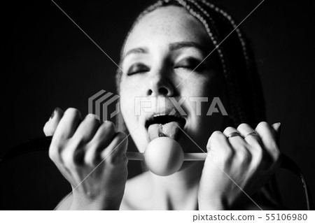 BDSM outfit for adult sex games. A young woman 55106980